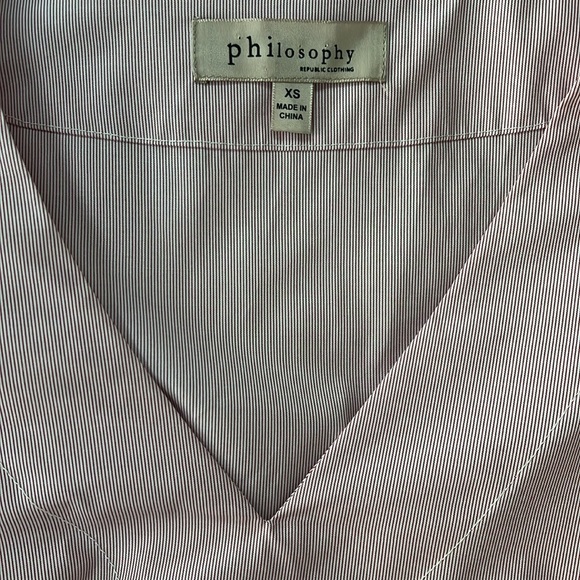NWT Philosophy V-neck Bell Sleeve Woven Top Red/White Stripe Size XS - Picture 4 of 5